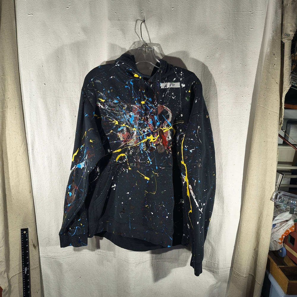 Timothy Designs Men's XL Black Pull Over Hoodie W/Unique Street Wear Art Design